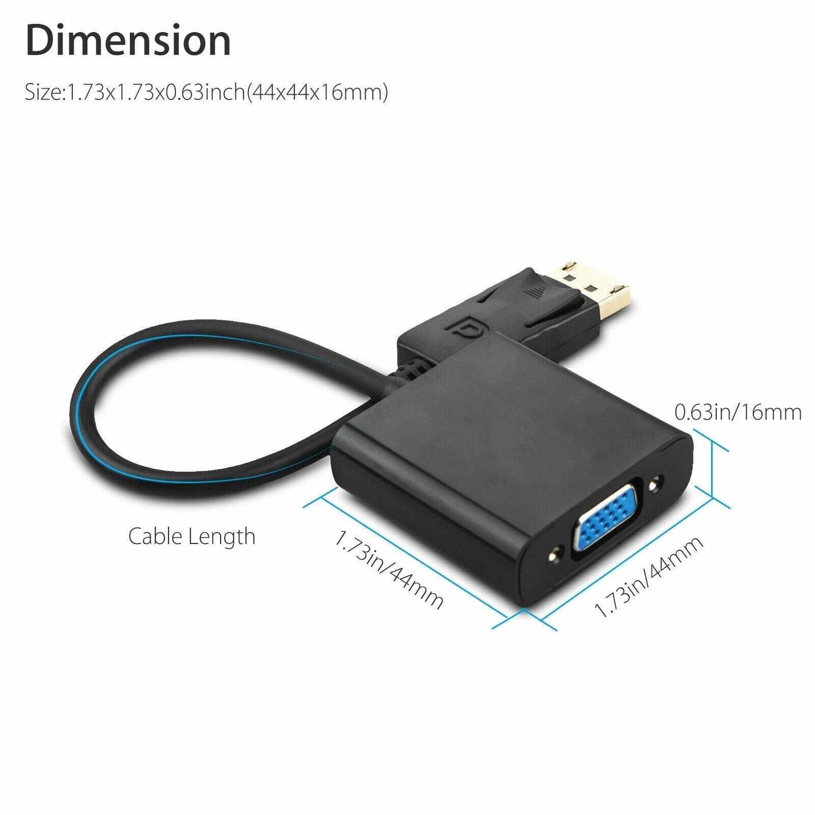 Lot 1-100 Displayport DP Male To VGA Female Adapter Display Port Cable Converter 2