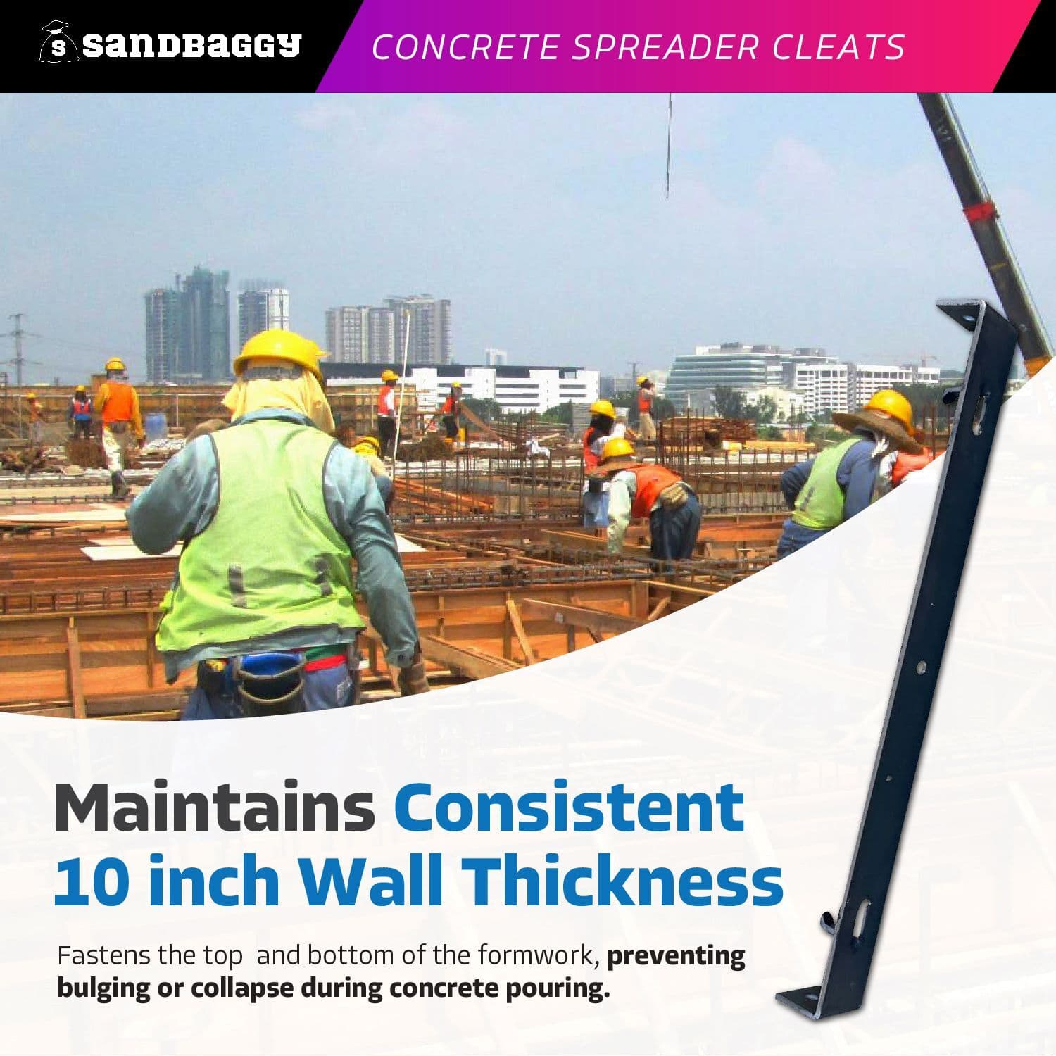 Sandbaggy Concrete Spreader Cleats (Multiple Sizes) - Concrete Form Clips 5