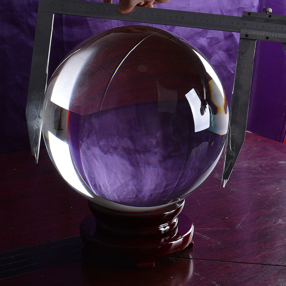 LONGWIN 250MM Clear Crystal Ball Meditation Glass Sphere Photo Prop Free Stand 3