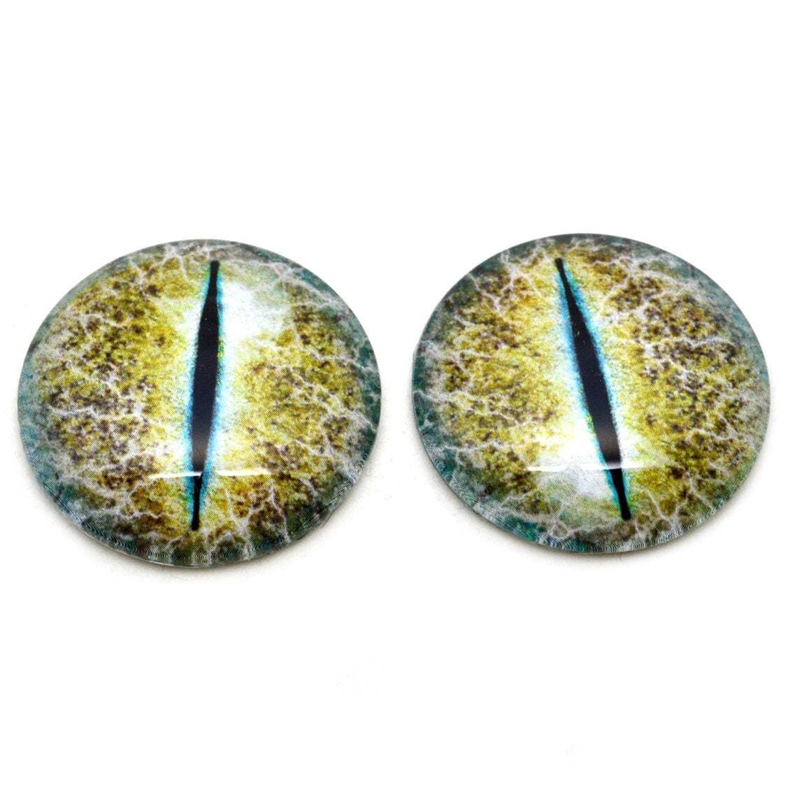 Yellow and Blue Crackling Dragon Fantasy Taxidermy Glass Eye Cabochons 5