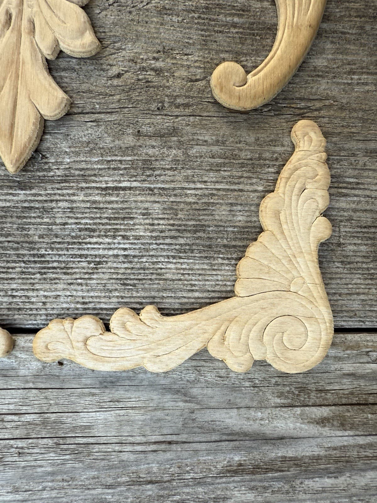 5 Carved Wood Overlays Decorative Trim Accent Appliqué Architectural Furniture 2