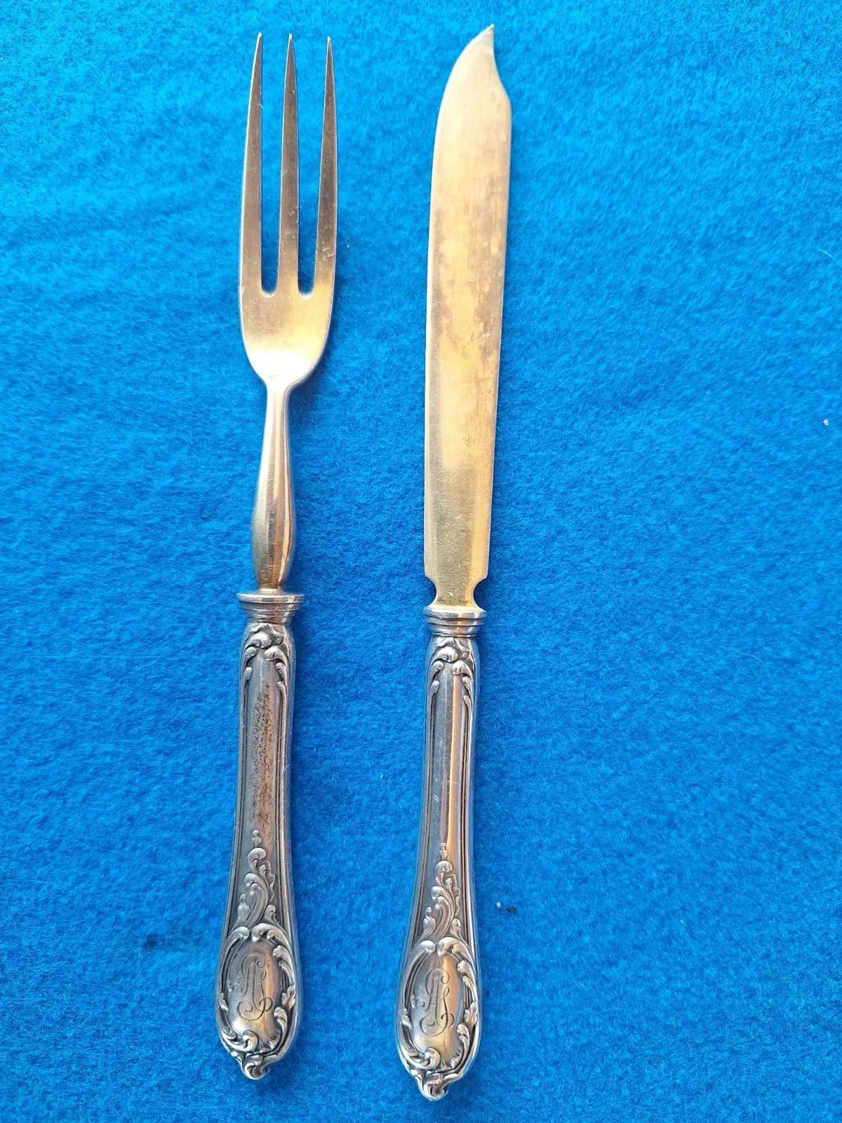 ФАБЕРЖЕ ORIGINAL GILT SET SILVER 84 RUSSIAN FAMOUS "KF" FABERGE IMPERIAL ANTIQUE 2