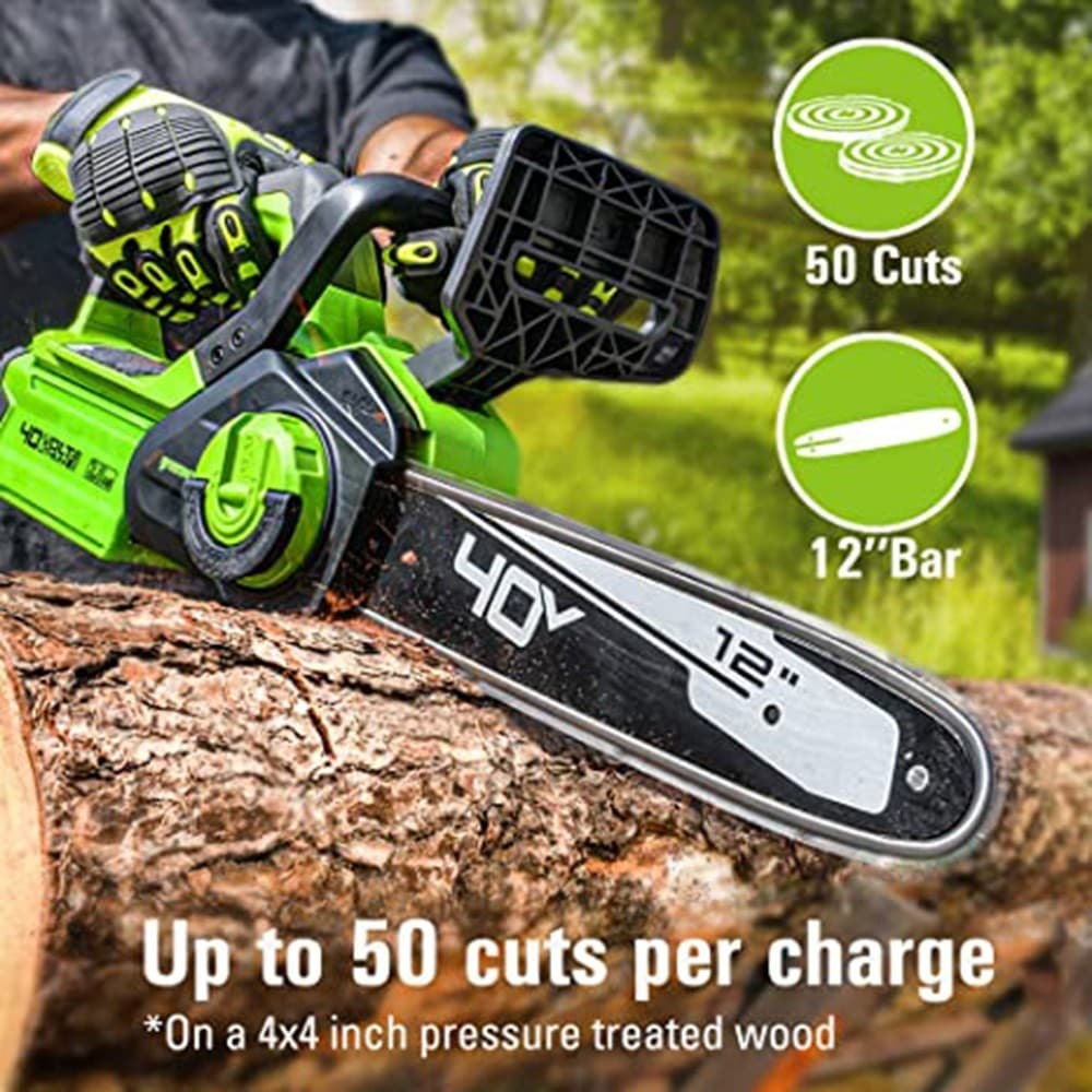 Greenworks 40V 12 inch Cordless Chainsaw Gen2 with 2Ah Battery and 2A Charger 3