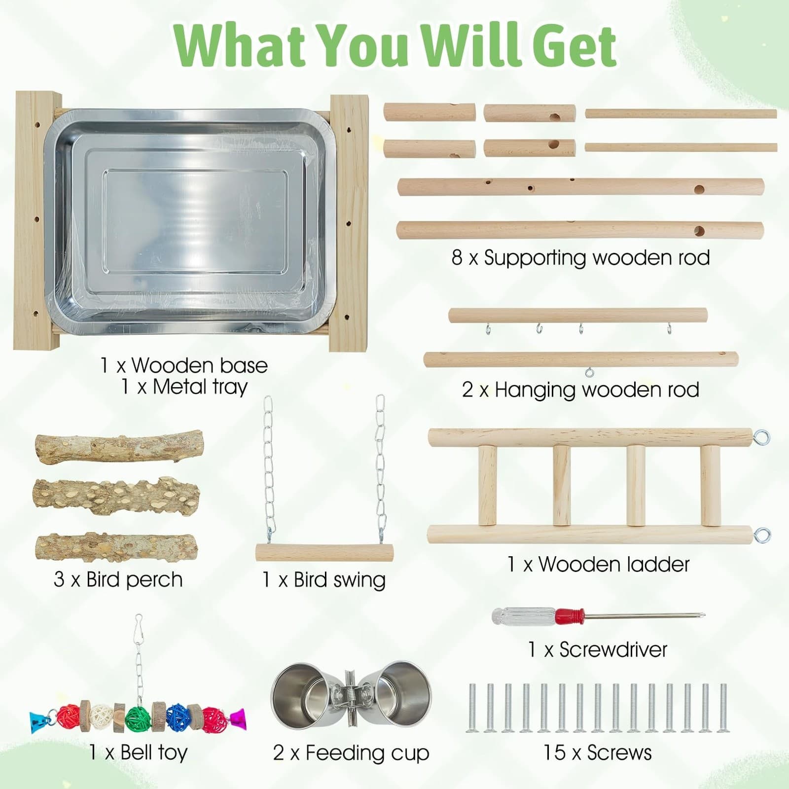 kathson Bird Play Stand Parrot Perch Stand Natural Wood Bird Playground Plays... 4