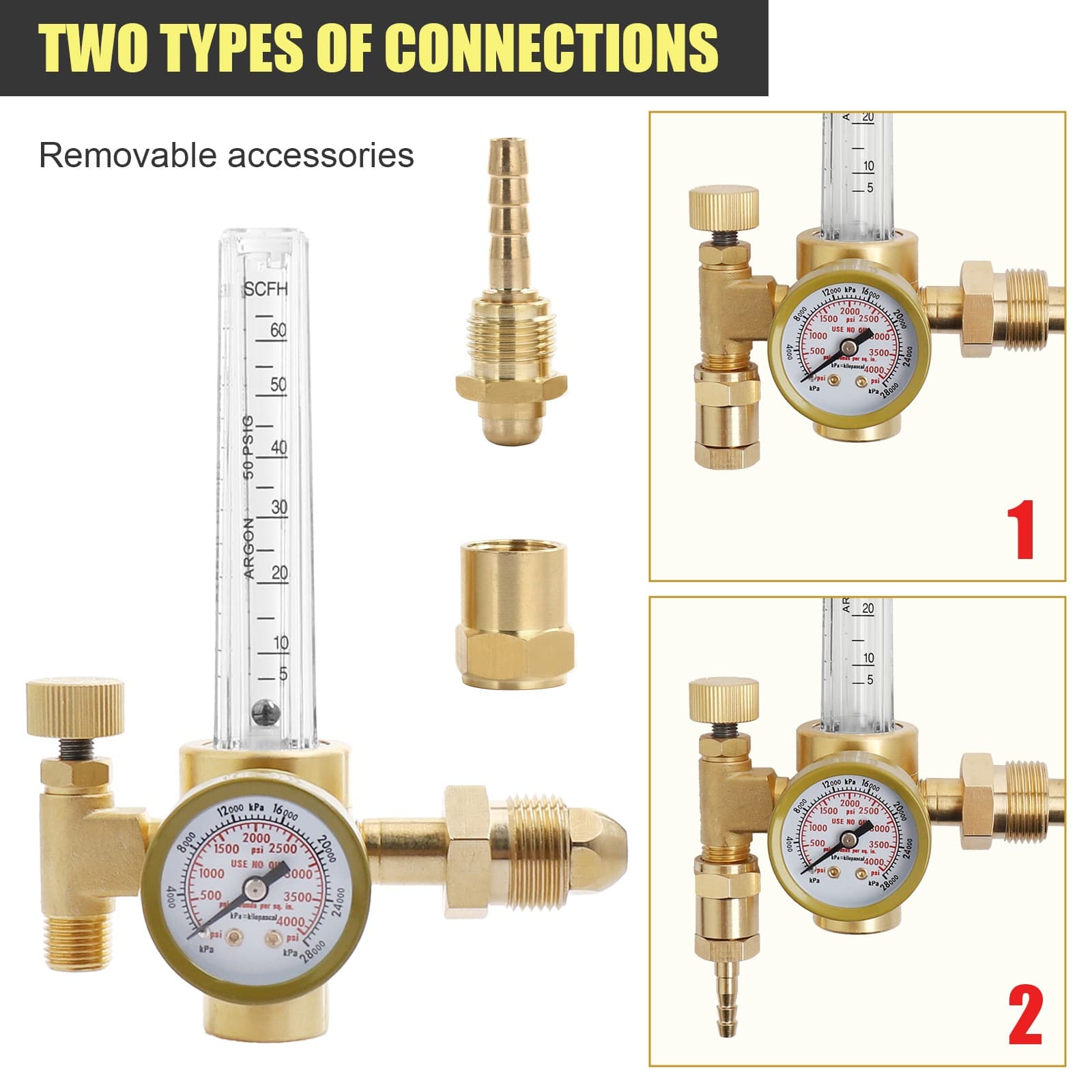 CO2 Argon Flow Meter Gas Regulator Gauge with Gas Hose Mig Tig Welding + Hose 6