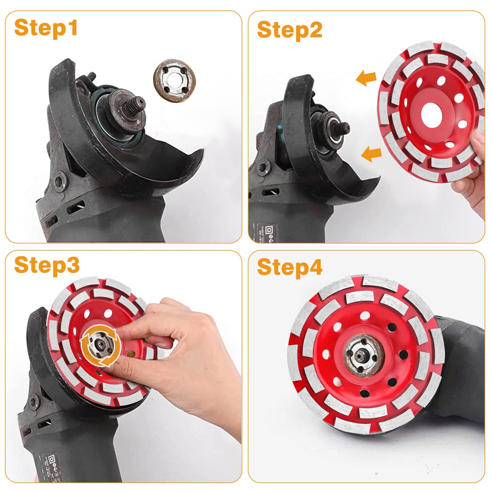 5" Diamond Grinding Cup Wheel Disc Concrete Granite Segment Grinder 7/8" Two Row 6