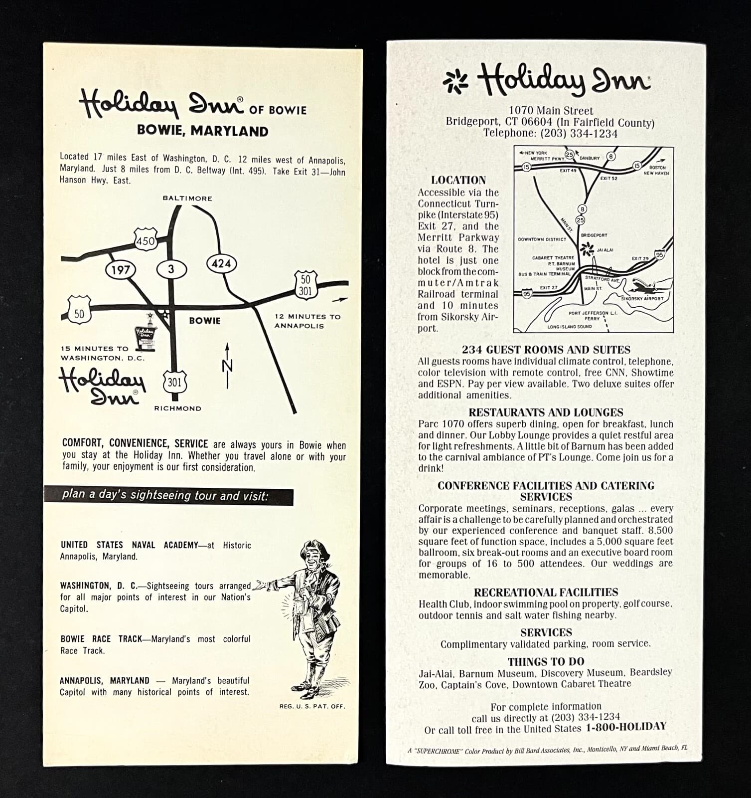 1960s Holiday Inn Maryland & Connecticut VTG Hotel Travel Flyer Ad Card Lot of 5 3