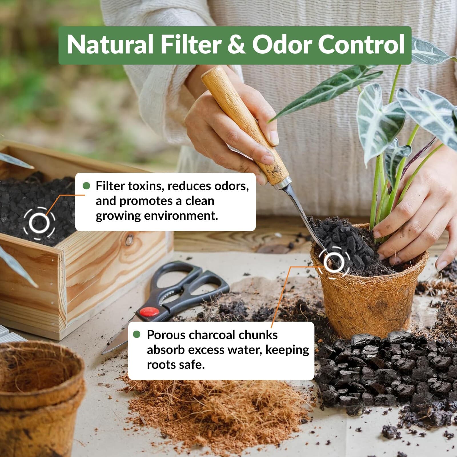 Premium Charcoal Chips, Natural Soil Boost for Aeration & Growth, 12-24 Quarts. 4