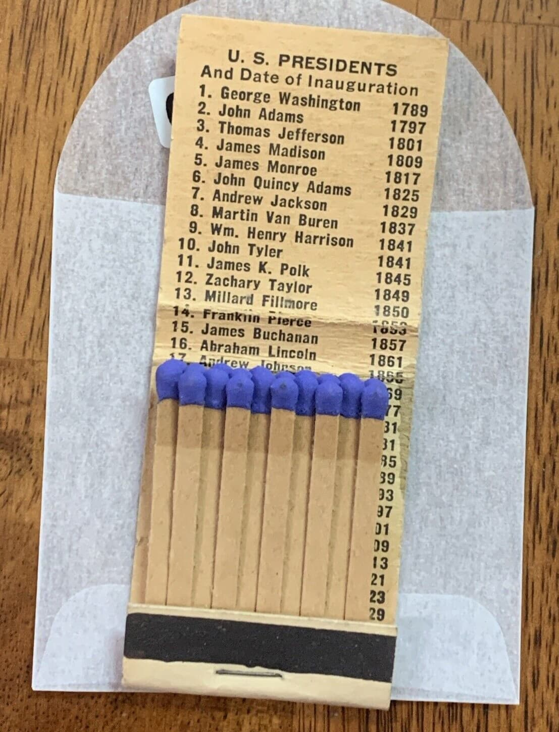 Matchbook The City Loan Know Your Presidents? Ohio #0129 3