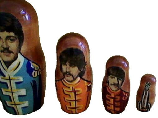 Sgt Pepper Beatles Nesting Doll 5-pc Set/Wood/4.5" Tall/Russia/NEW! 3