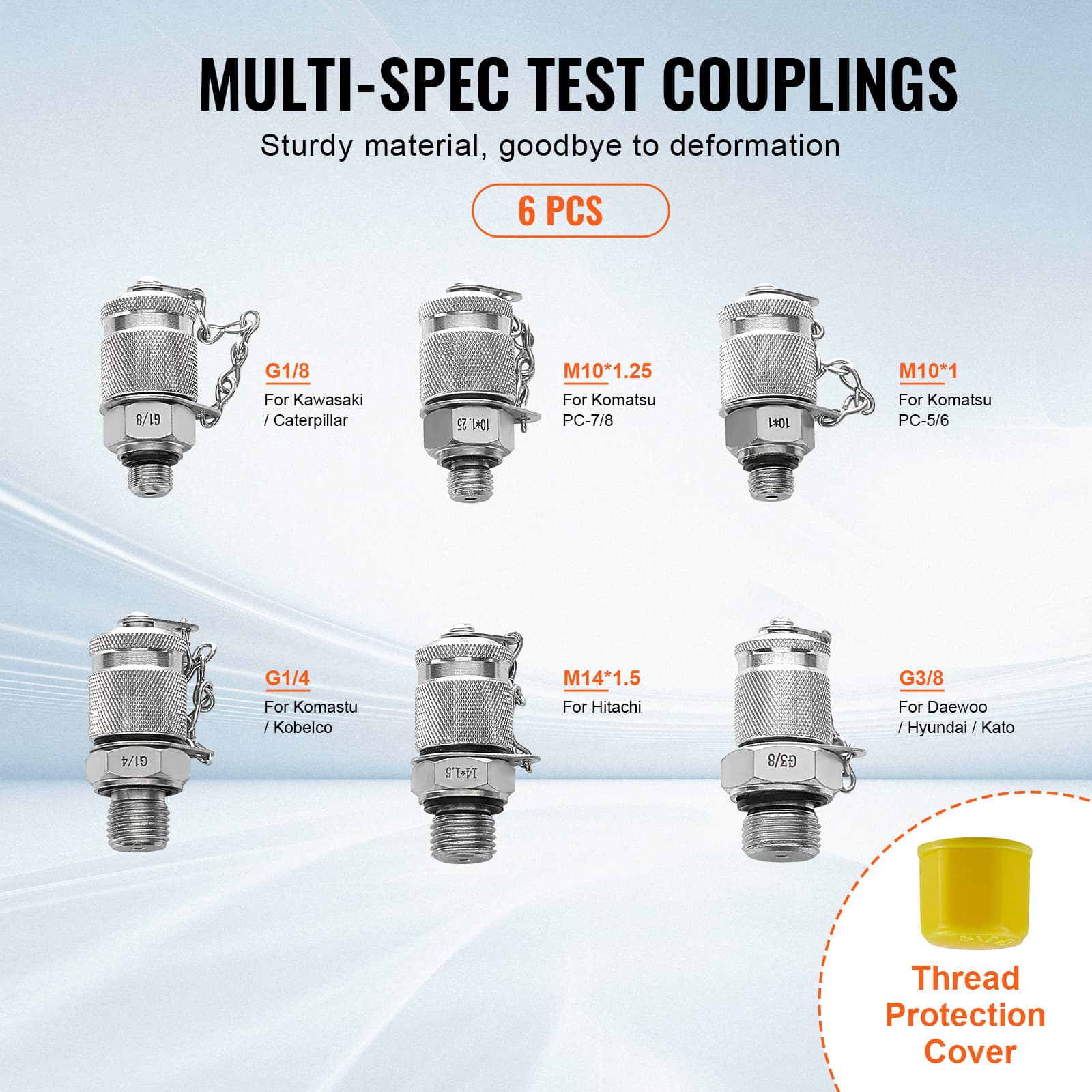 Hydraulic Pressure Test Kit 3 Gauges 6 Test Couplings 3 Test Hoses Case 4