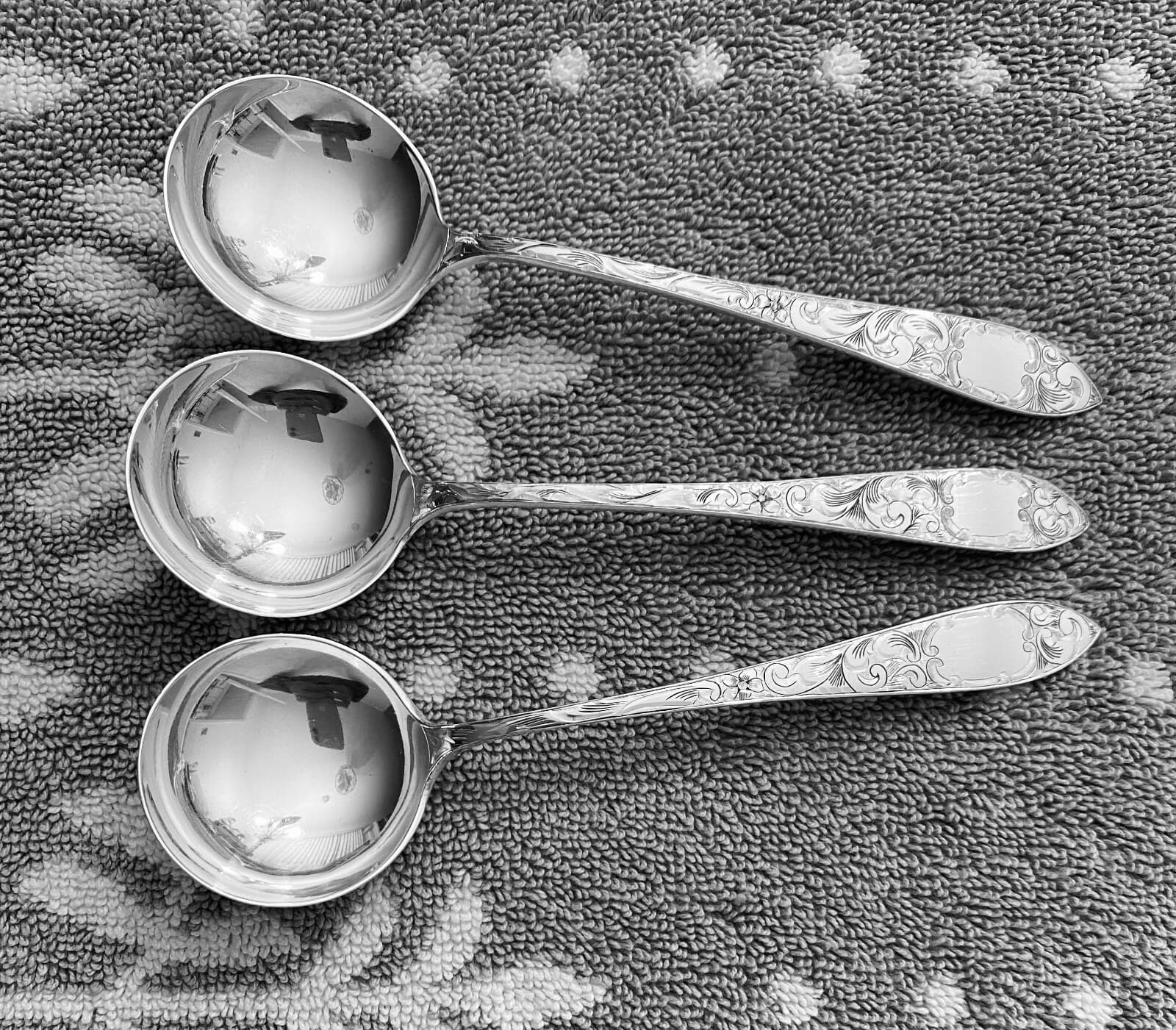 Vintage & Rare SCHOFIELD Lorraine Round Bowl Soup Spoons, Set of 3, 6 1/8” 4
