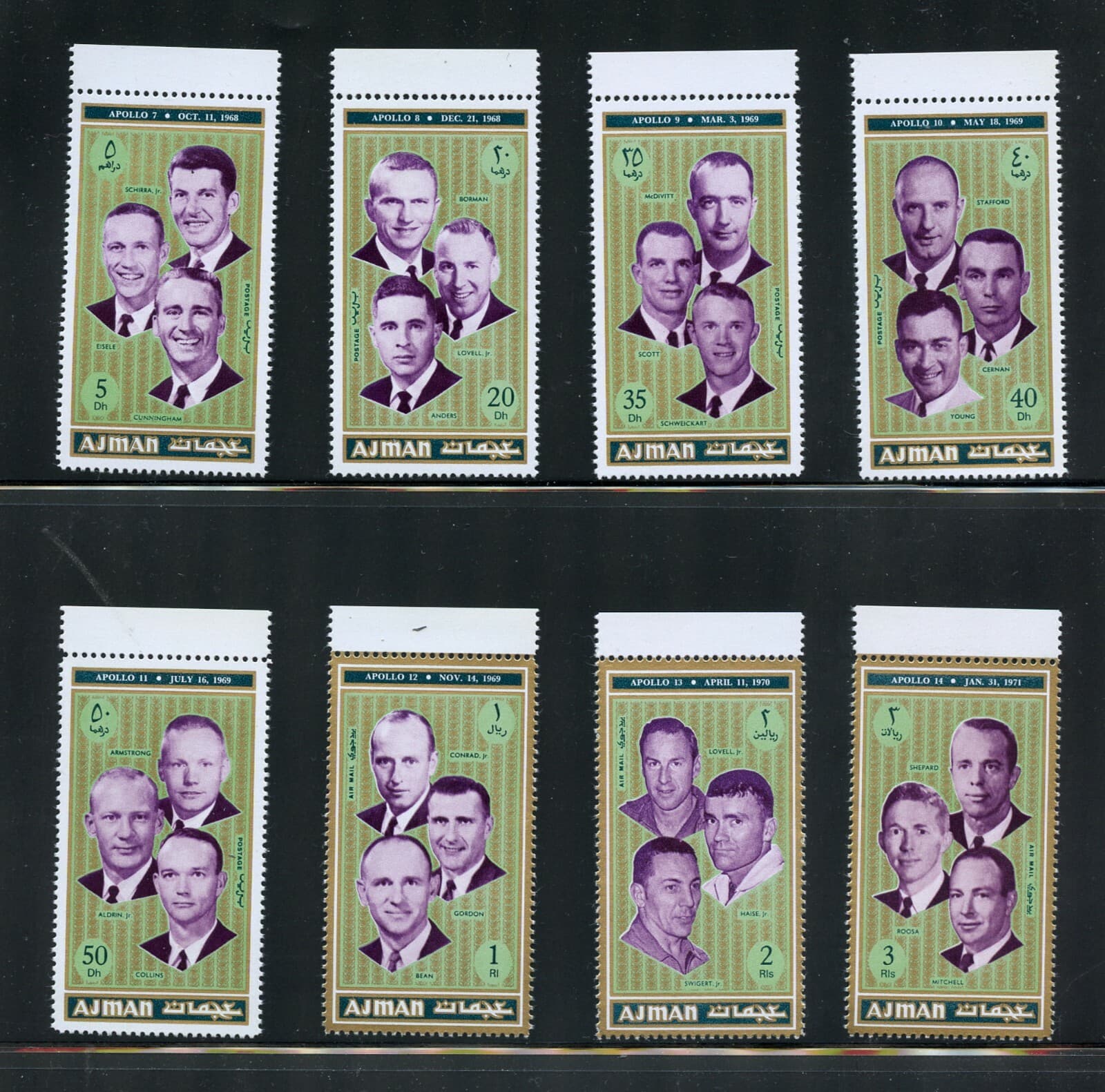 Z644  Ajman  1971  space Astronauts   8v.    MNH
