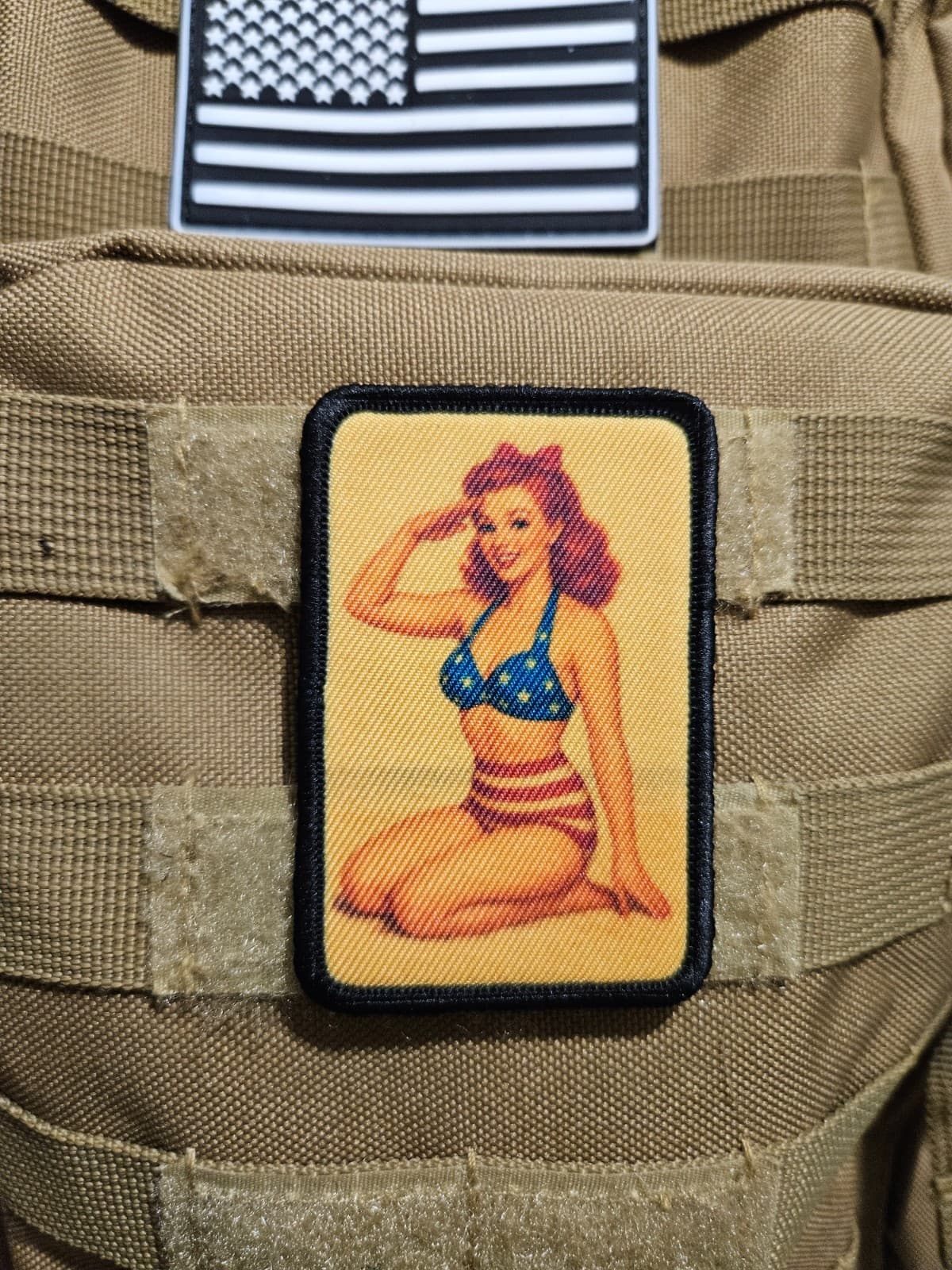 World War 2 redhead pinup girl 2"x3" removable morale patch with hook and loop 4