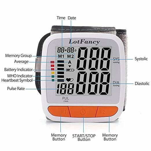 Automatic Wrist Blood Pressure Monitor BP Cuff Gauge Heart Rate Machine Tester 2