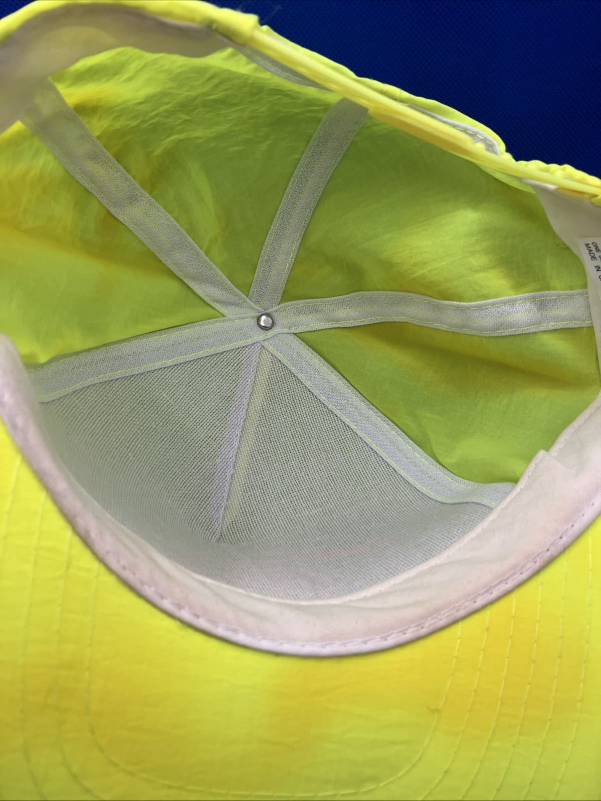 NASCAR HOOTERS’ 500 MAC Tools Racing 1992 Neon Yellow Snap Back Hat Autographed 6