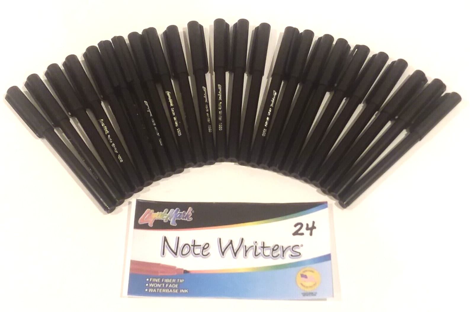 Lot of 24 Liqui-Mark® Note Writer 1000 BLACK Fiber Point Pocket Markers Fine 2