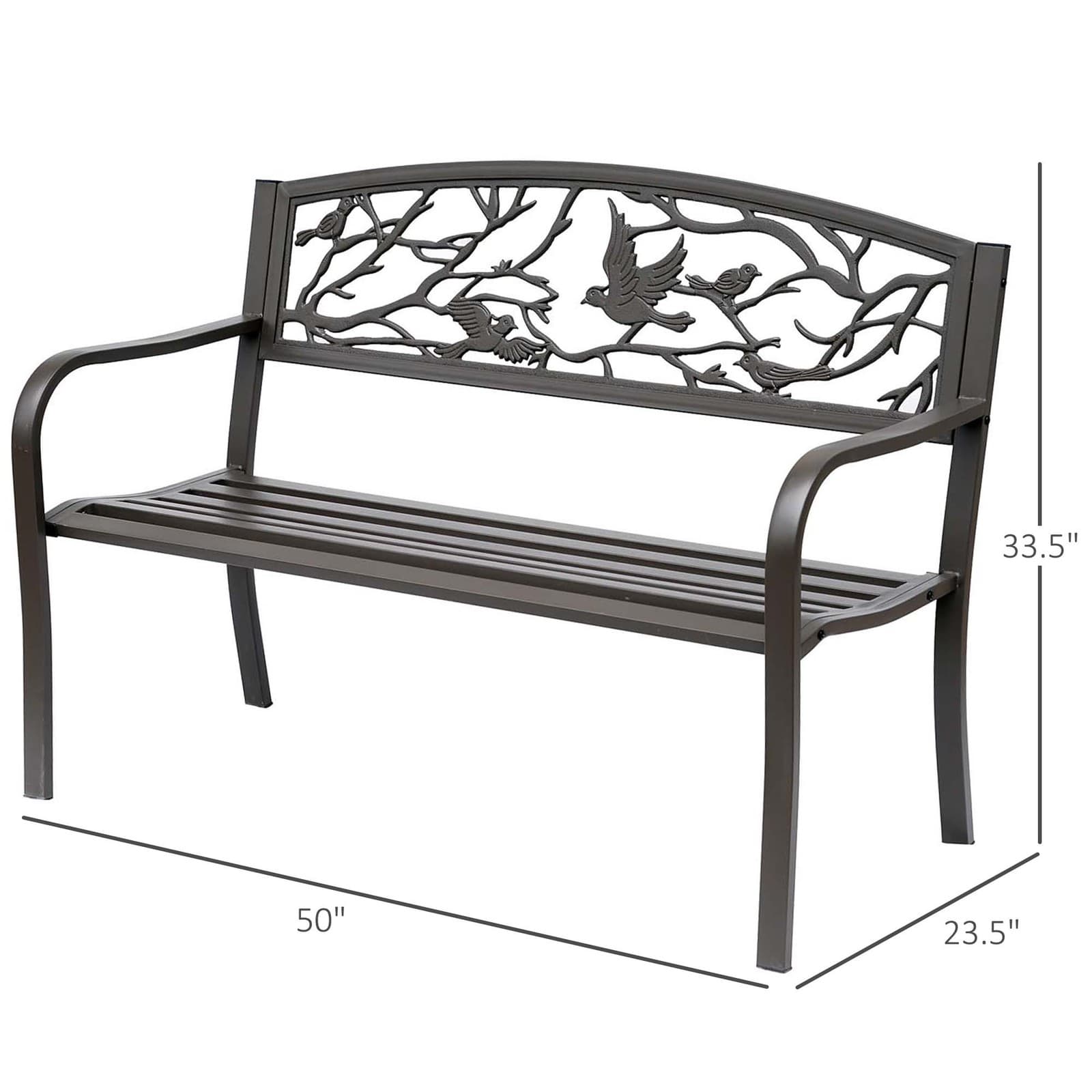 50" Garden Bench, Outdoor Patio Bench with Animal Pattern 3