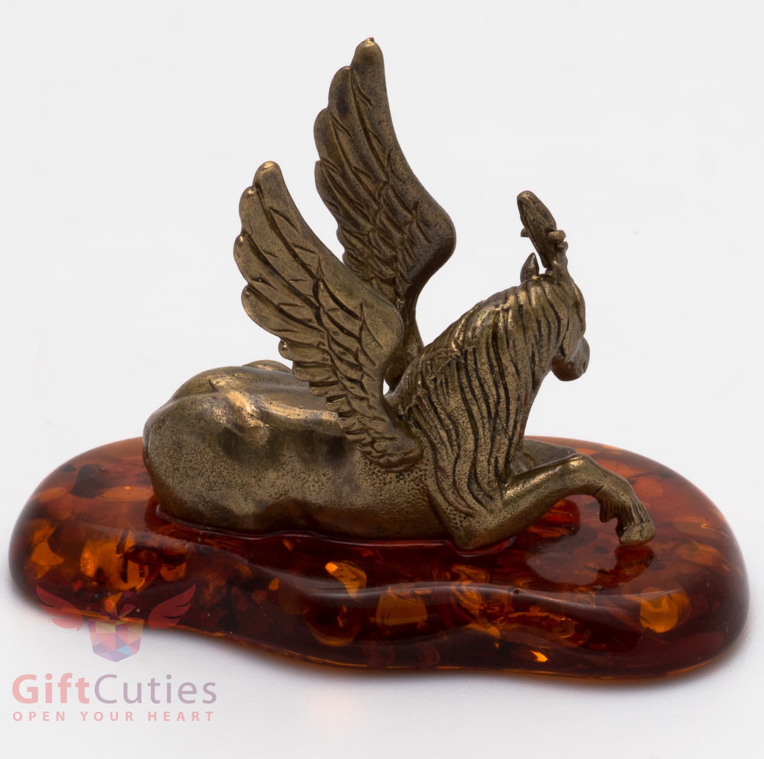 Solid Brass Amber Figurine of Pegasus Horse IronWork 5
