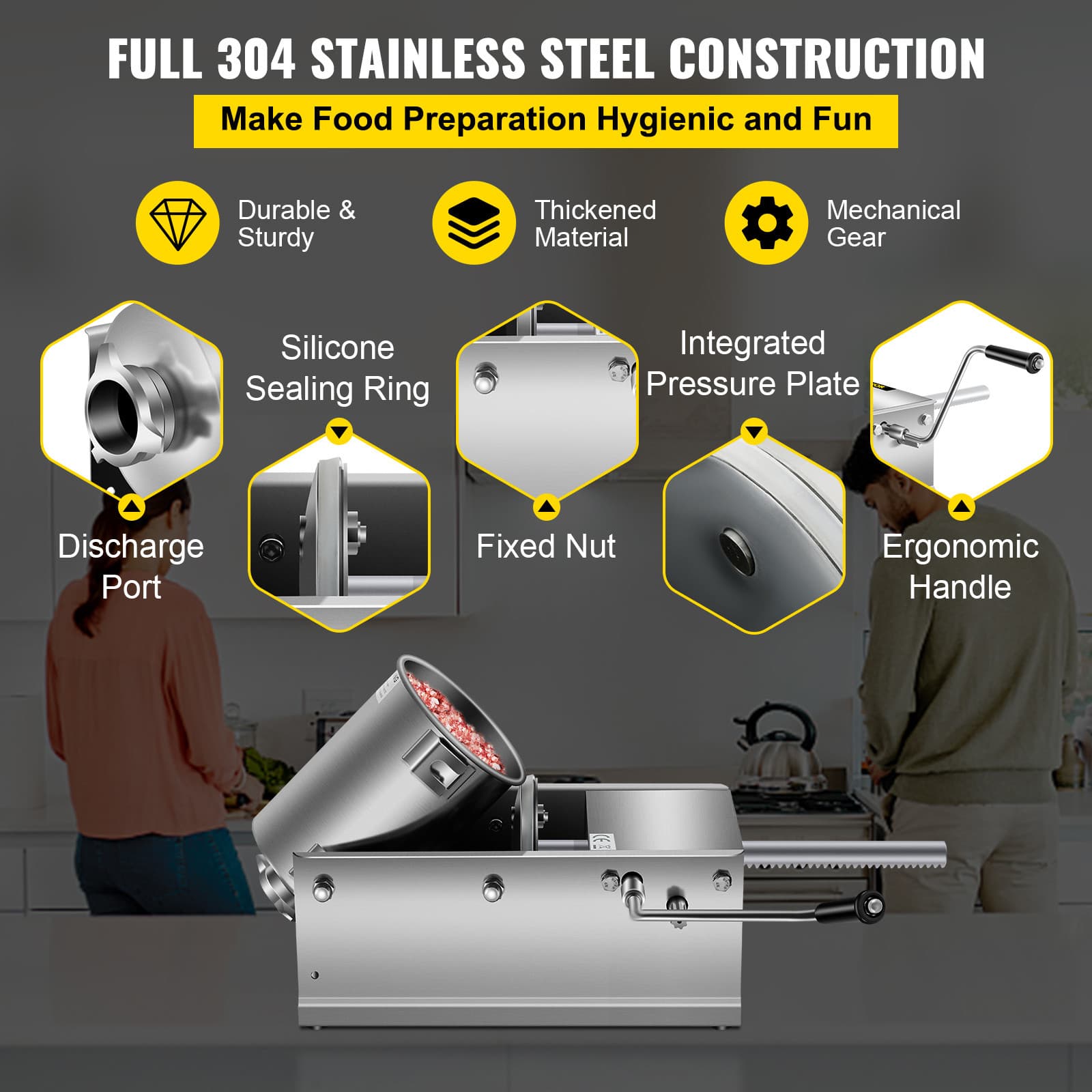 Horizontal Sausage Stuffer Manual Sausage Stuffing Machine 3L Stainless Steel 3