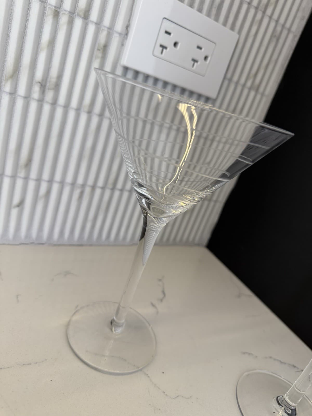 Lot of 2 MIKASA Crystal Glass Cheers Etched Swirl Martini Glasses 3