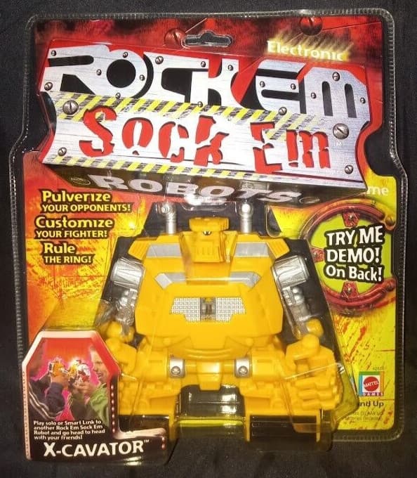 🎁*RARE* Rock Em Sock Em Robot Yellow X-CAVATOR Game VINTAGE 🎁*NEW & SEALED*🎁 6