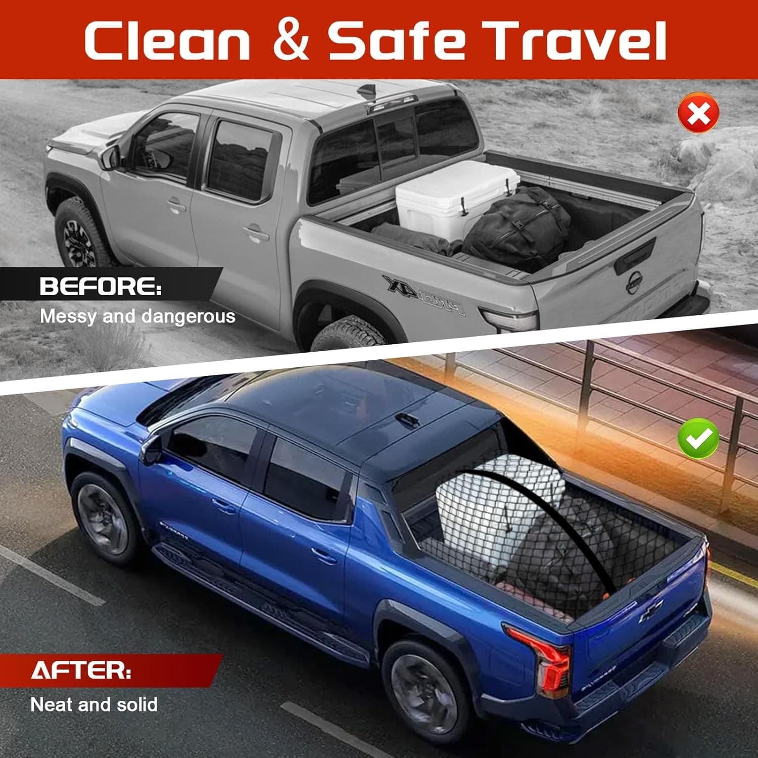 Net with Storage Bag and 8 rustproof Buckles, Stretchable from 4x4'- 7x7' Black 5