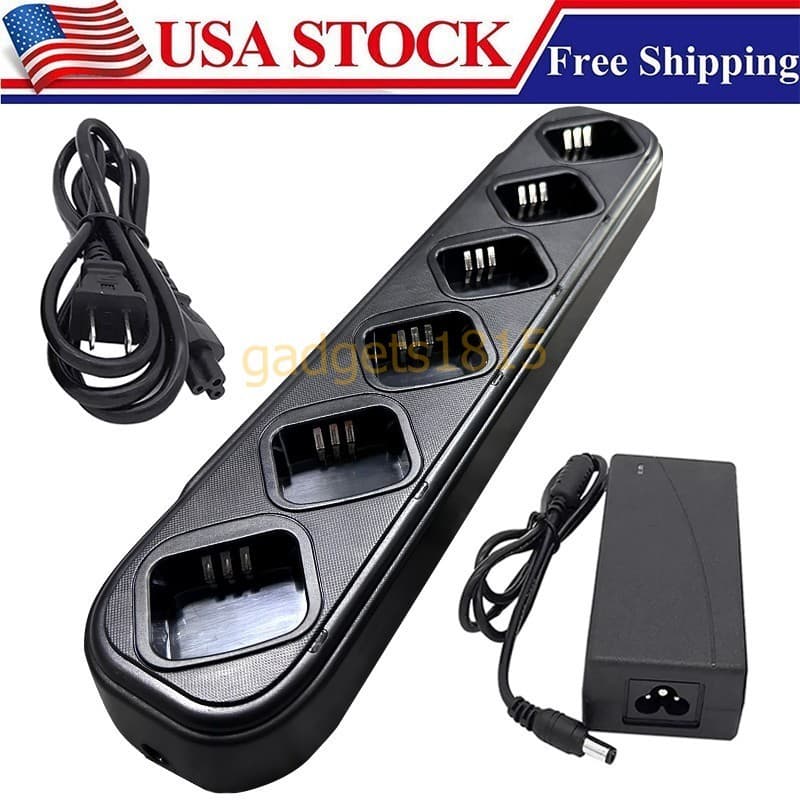 Six Way Rapid Charger for Motorola CP200 CP200d CP040 PR400 EP450 Thin Battery