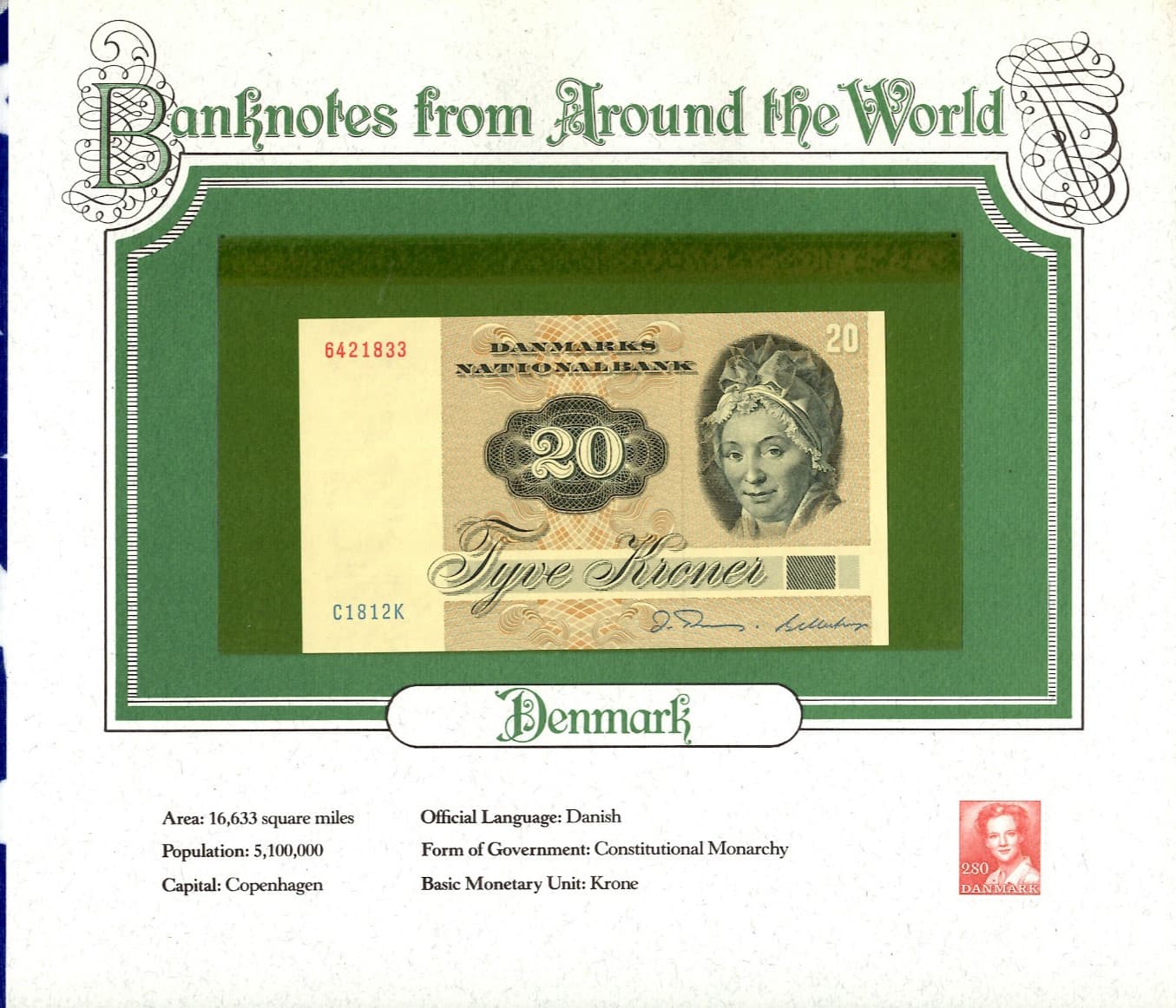 World Banknotes Denmark 20 kroner P-49b.1 1981 UNC C1812K 6421833