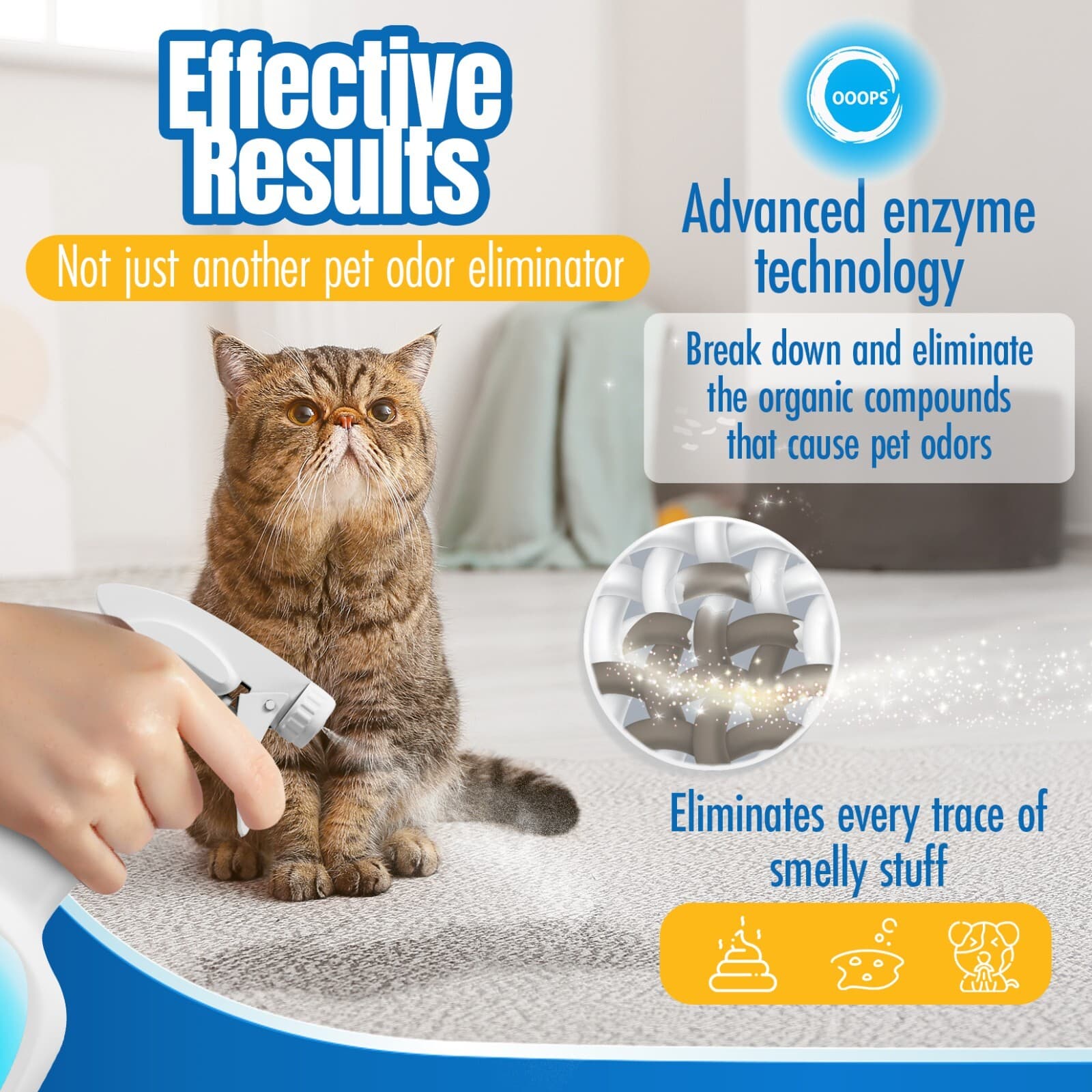 OOOPS Pet Odor & Poop Stain Eliminator Organic Enzyme for Home Dismantles Odors  3