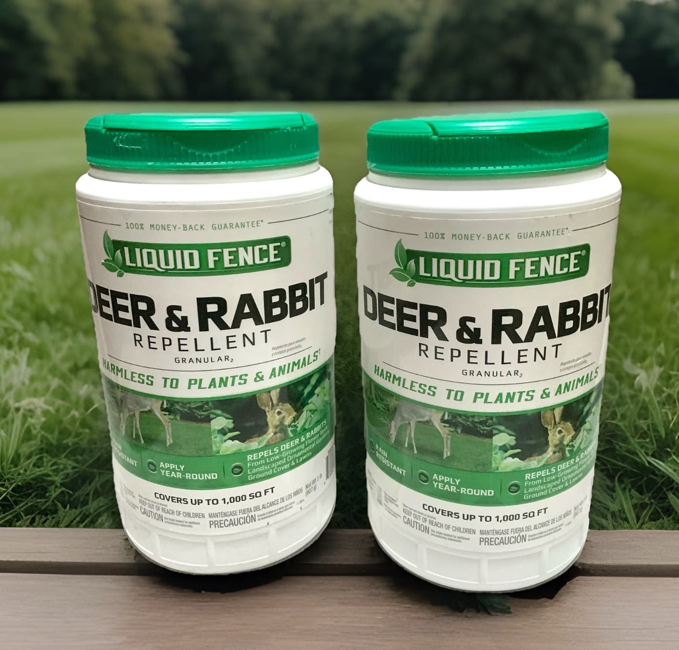 NEW Lot of 2 Liquid Fence Deer & Rabbit Granular Repellent 2-Pound Jars