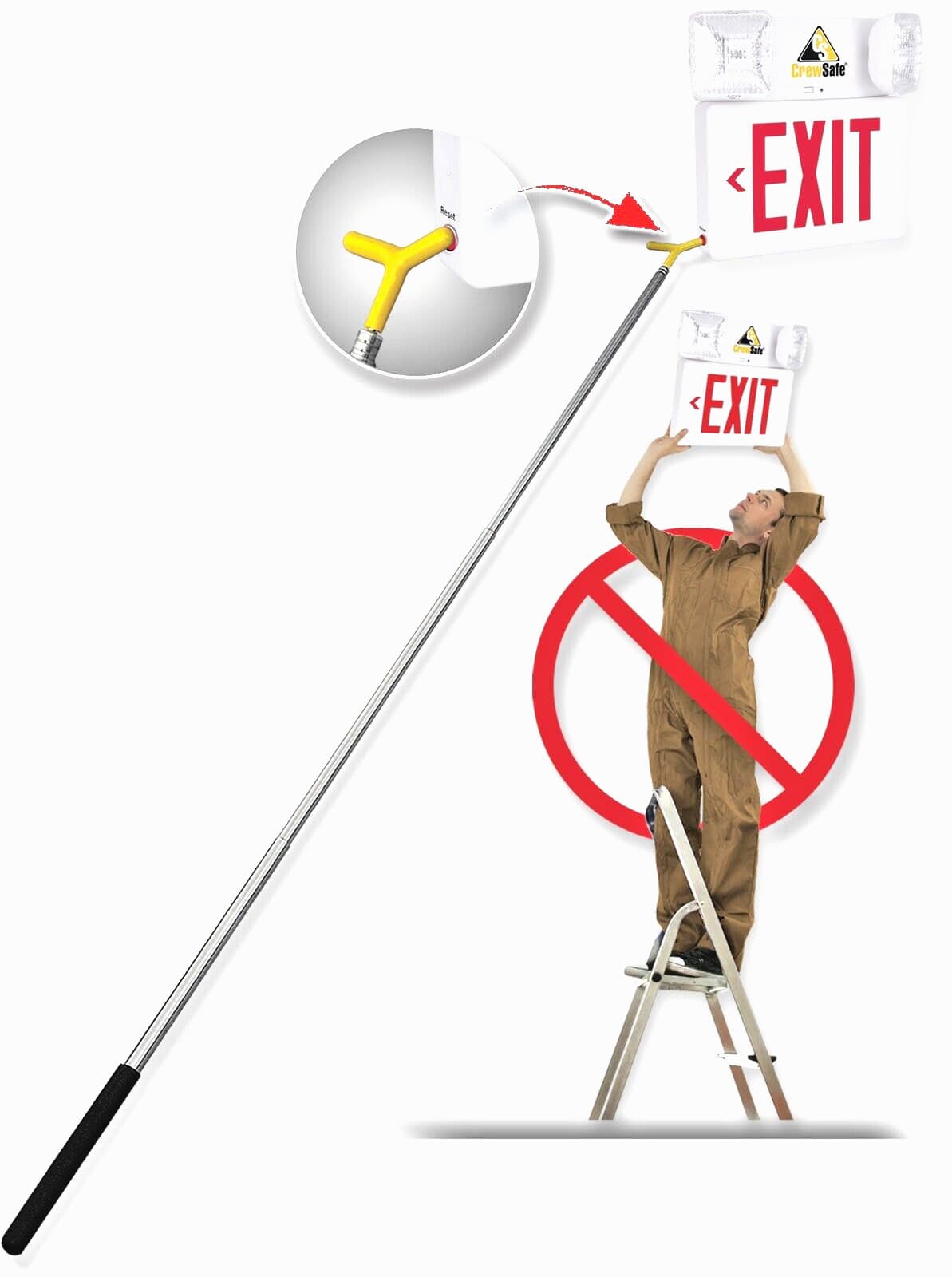 Tess Safety Pole – Extendable Tester for Smoke Detectors & Exit Signs,Home or Wk 6