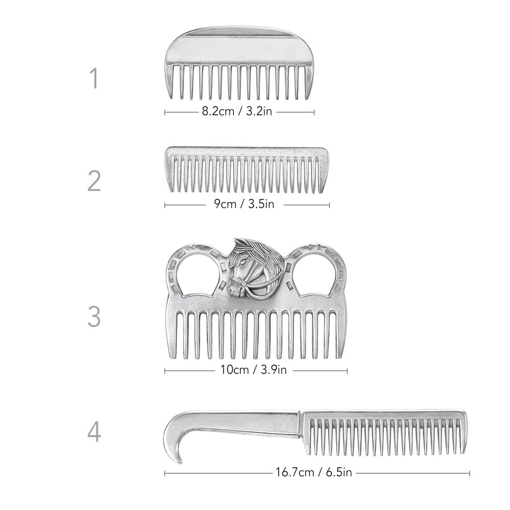 Aluminum Alloy Horse Comb Mane Tail Pulling Comb Metal Horse Grooming Tool 6.5In 6
