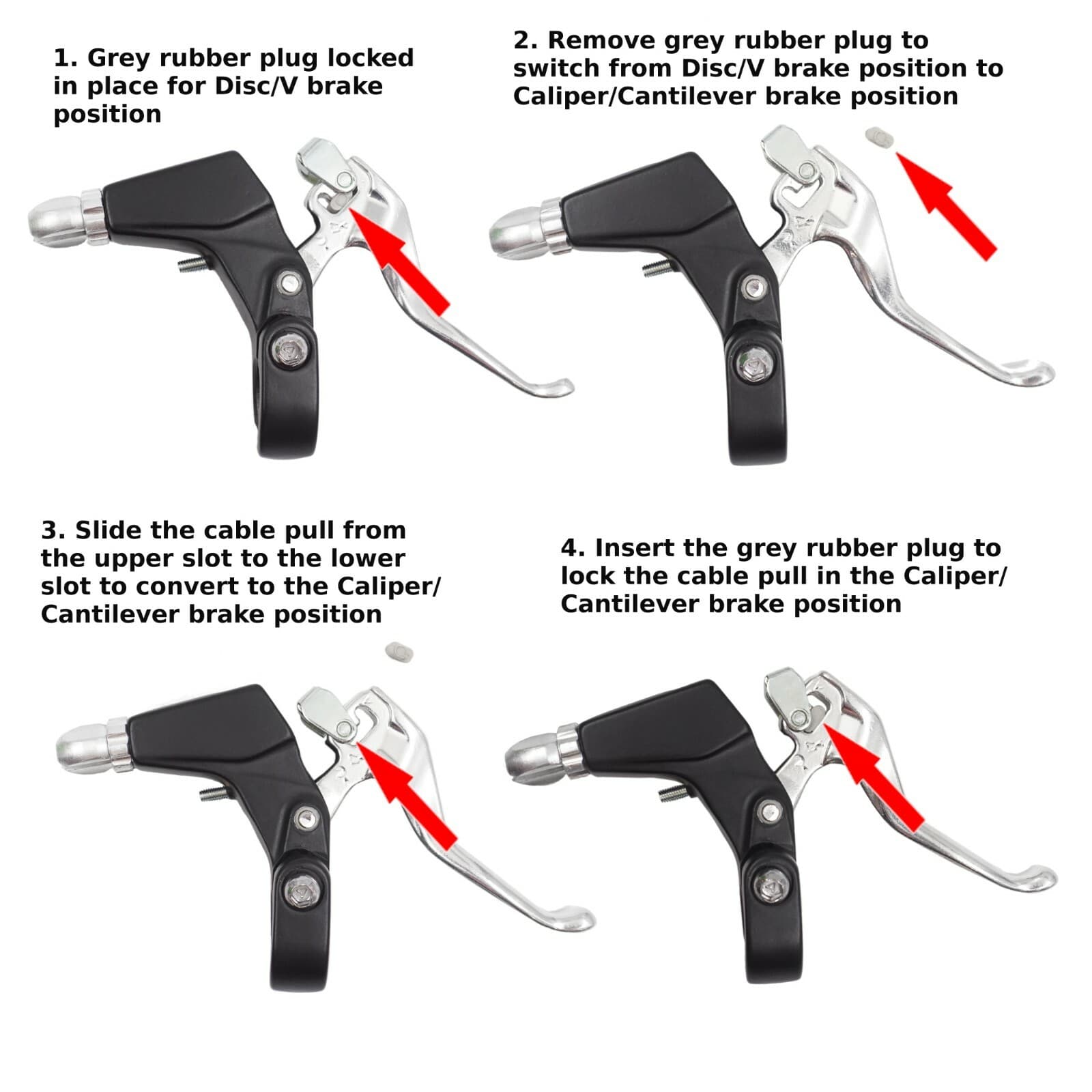 Promax Universal Aloy 2Fingr Disc/ V or Caliper/ Cantilever Brake Lever Set Bike 2