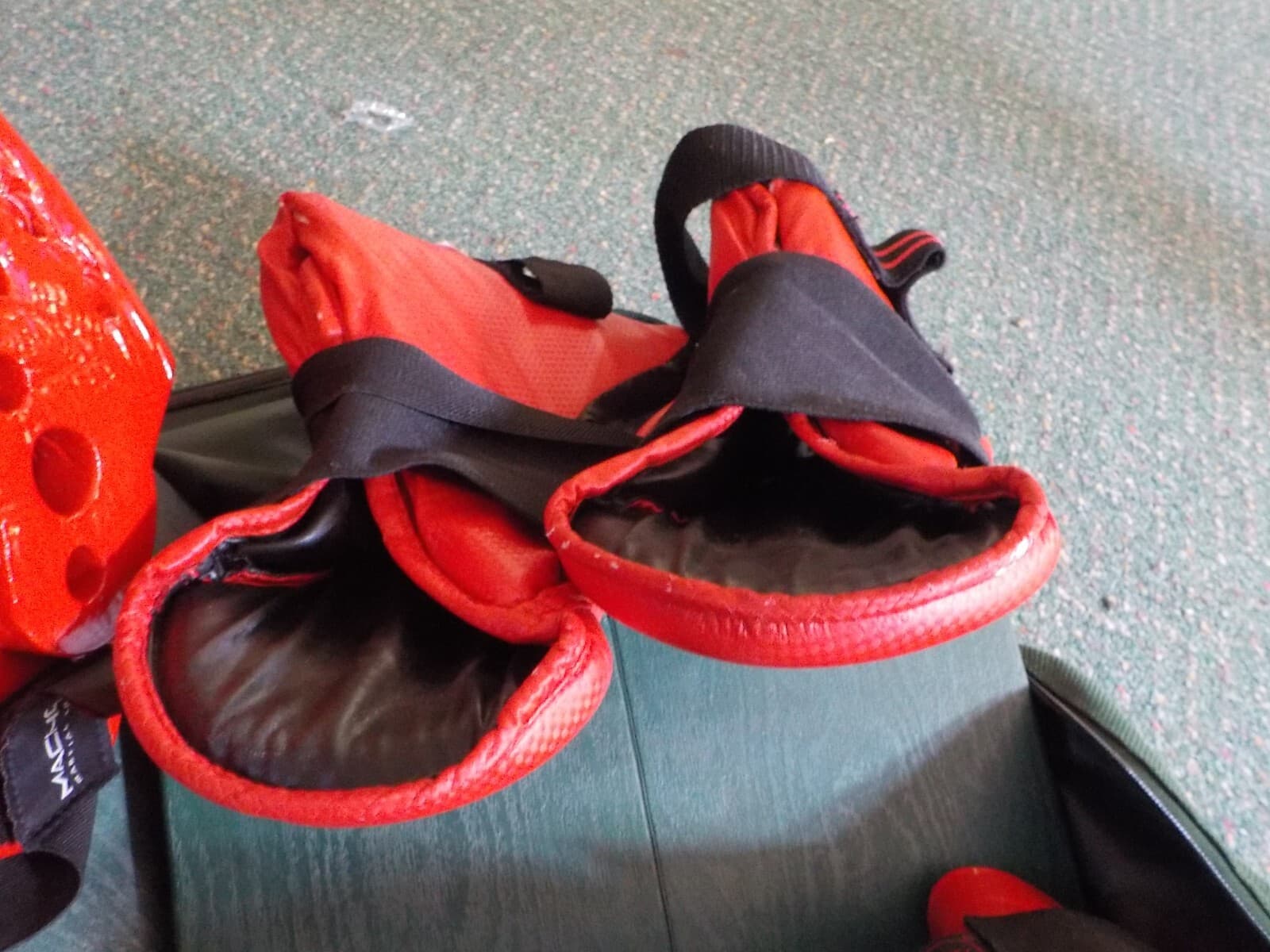 Macho Martial Arts sparring head Gear Gloves, shoes, 3 chucks, 2 boards bag 4