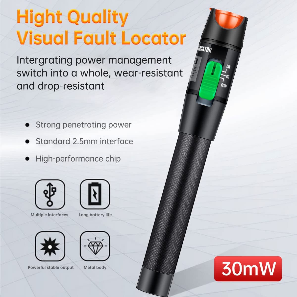 Moocci Fiber Visual Fault Locator 30Mw 30KM Fiber Light Tester - VFL Fiber Optic 2