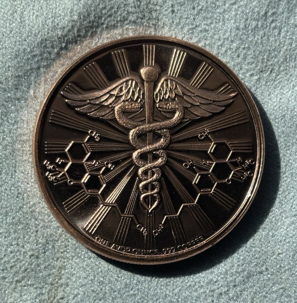 1 oz .999 Copper Round - Medical Marijuana - Cannabis - 420 Blunt Weed Design 2