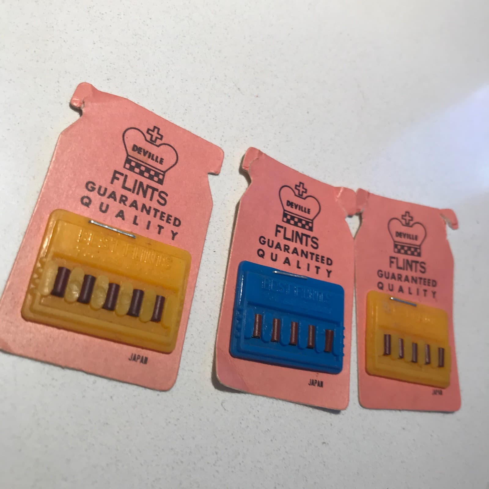 Lot of 3 Vintage Rare Deville Card Flints 15 Flints 3 Packets 3