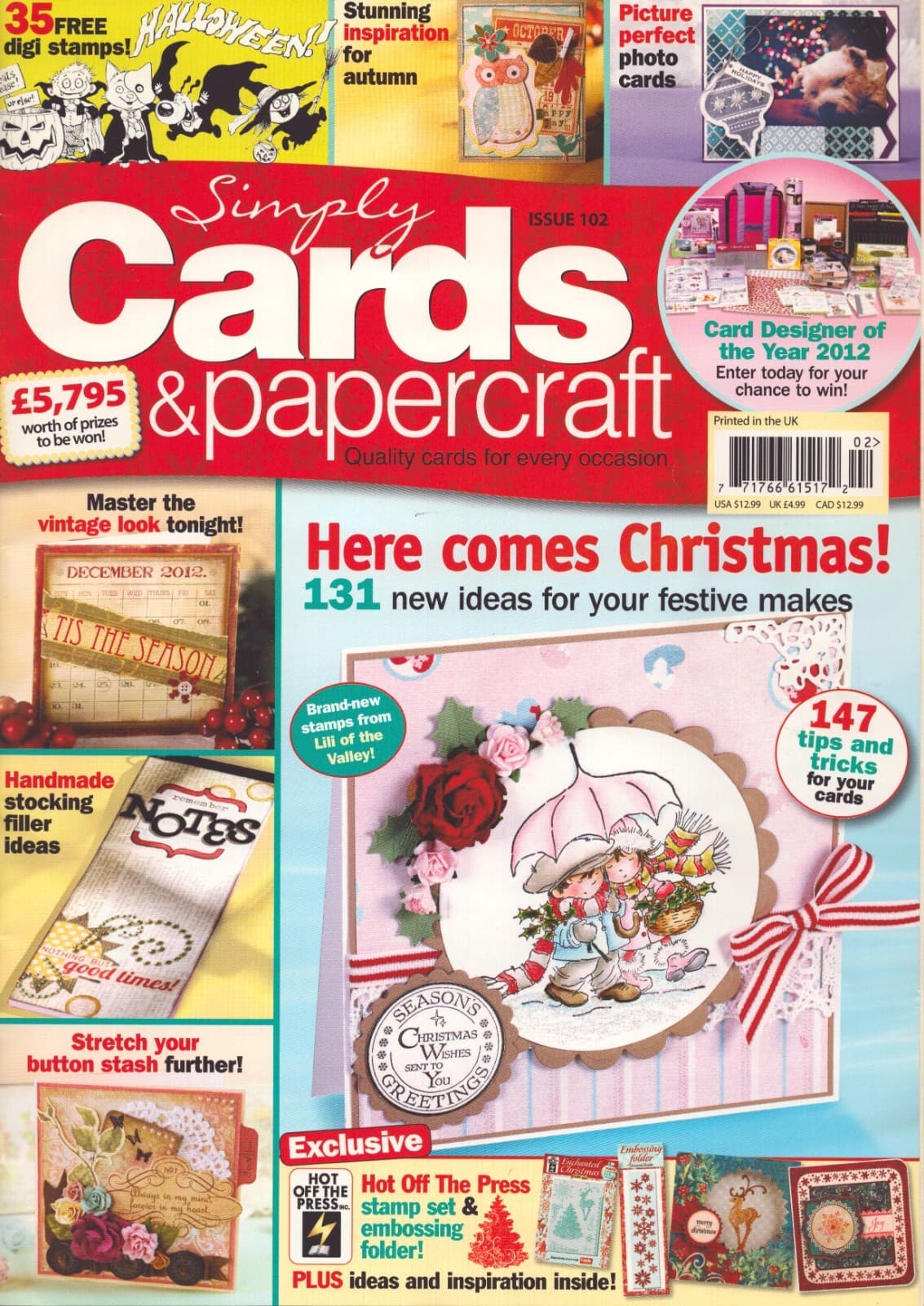 Simply Cards & Papercraft Christmas Issue 102 with Stamp Set & Embossing Folder