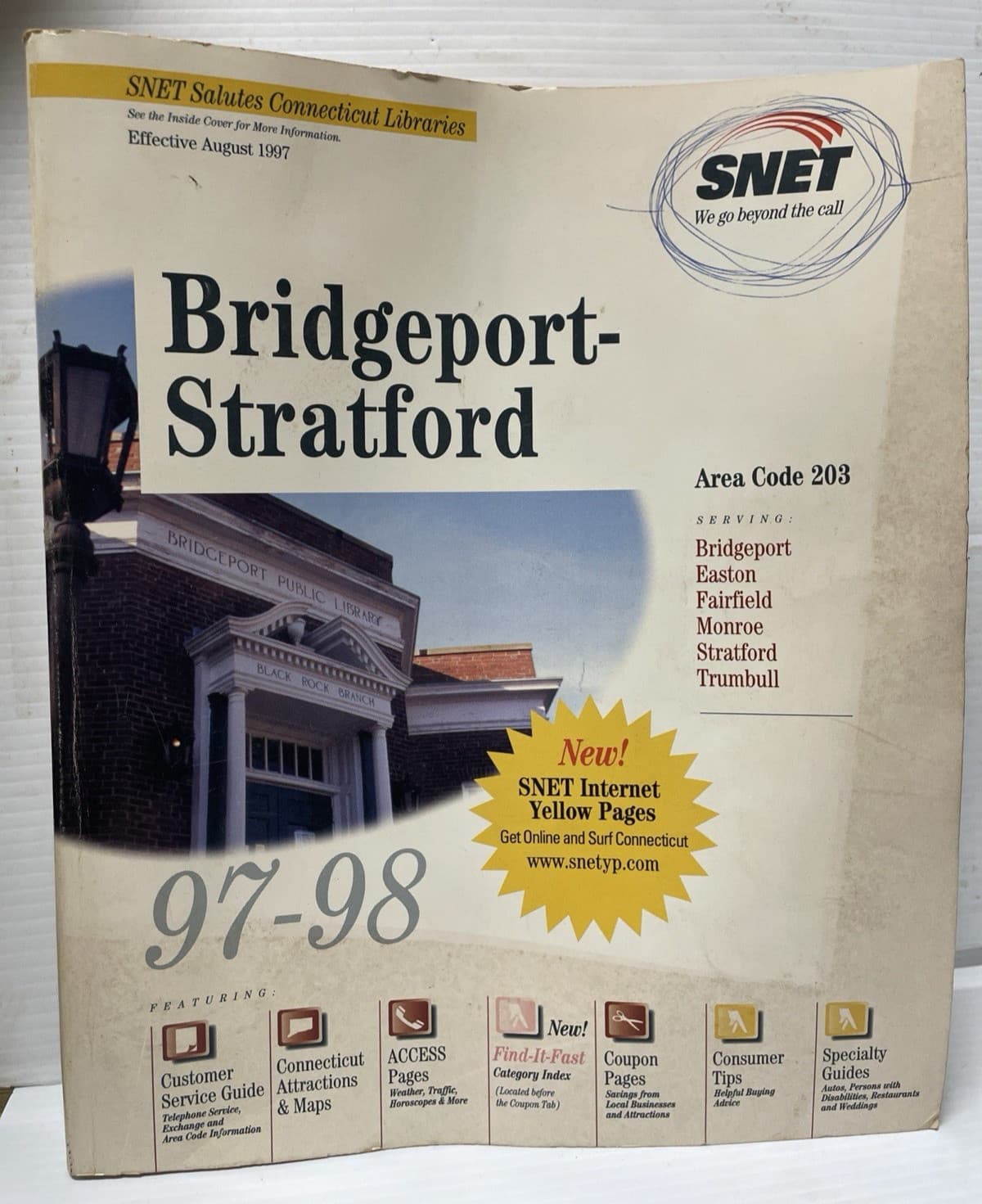 SNET Telephone Book Directory 1997-98 BRIDGEPORT- STRATFORD CT 203 #09105 VTG