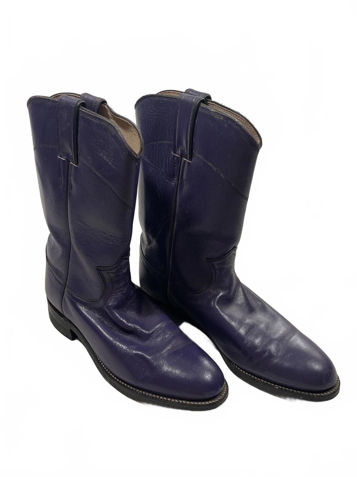 Justin Purple Leather Women's Ropers Western Cowboy Boots - Size 7 B Style L3758 2