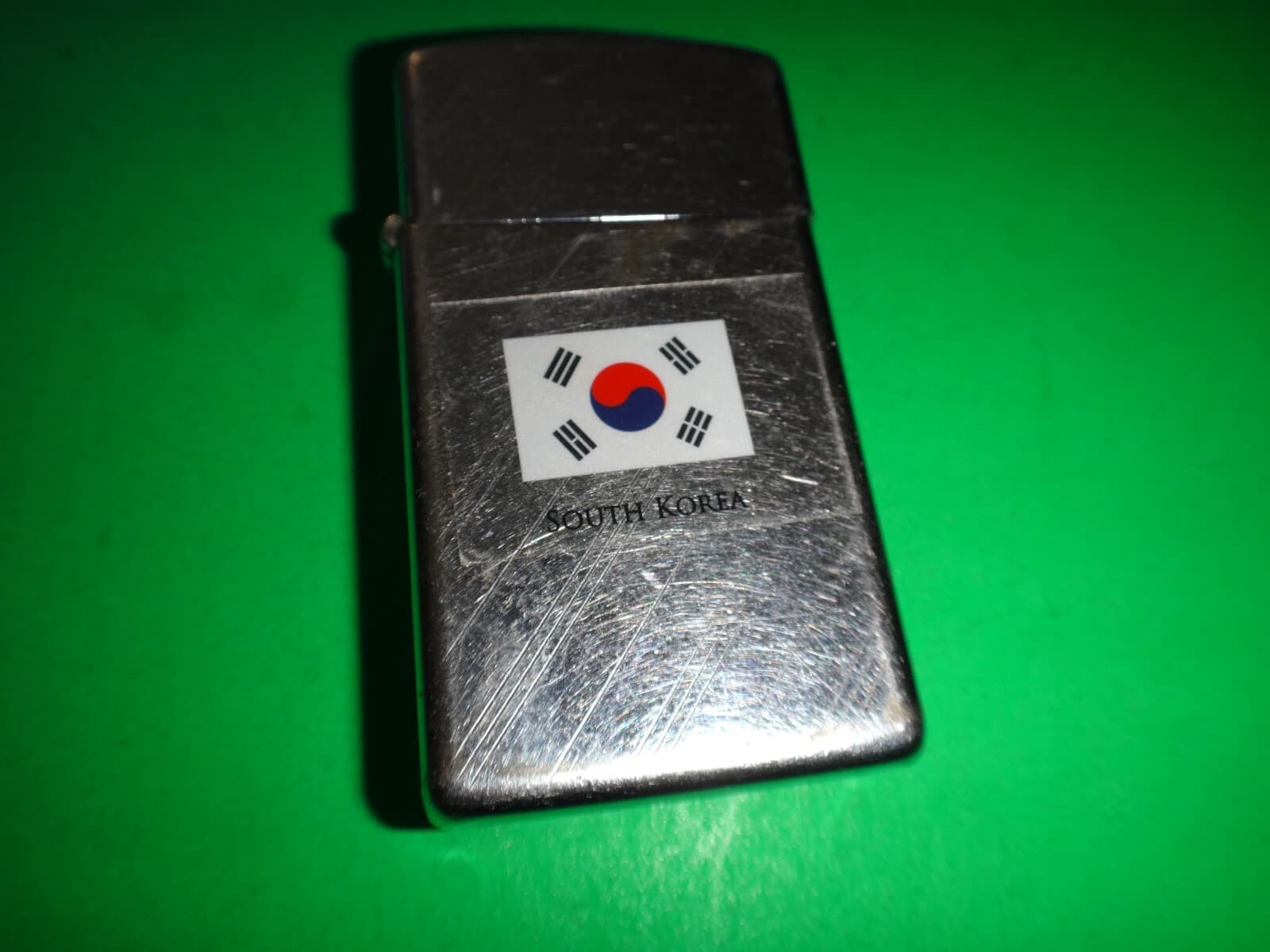 Vintage Year 1970 Zippo Slim Lighter with Flag of SOUTH KOREA Decal Sticker
