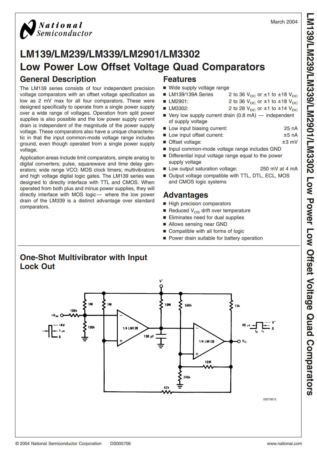 10X LM339N LM339 National Semi Low Power Quad Comparator IC DIP-14 2-36 V TTL/CM 3