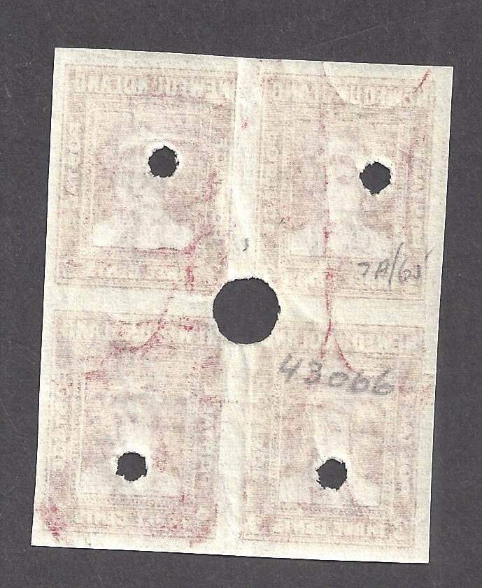 CANADA NEWFOUNDLAND # 255vi IMPERFORATE BLOCK OF 4 WITH SECURITY PUNCH BS30187 2