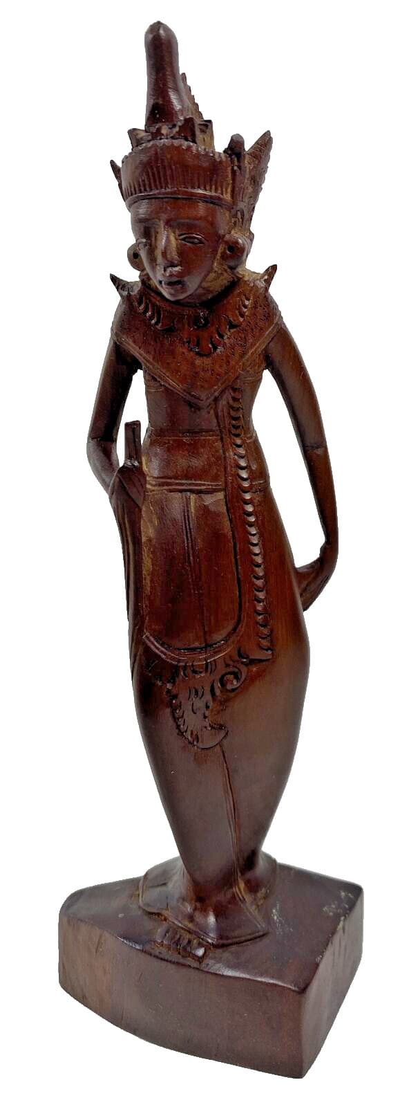 Vintage Bali Dewi Ratih Goddess of the Moon Wooden Hand Carved Figure 8.5"