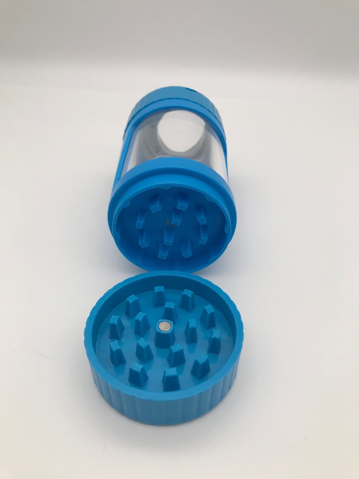 BLUE Manual Spice Herb Grinder with Light-Up Storage Jar / Magnifying Lid USB 2