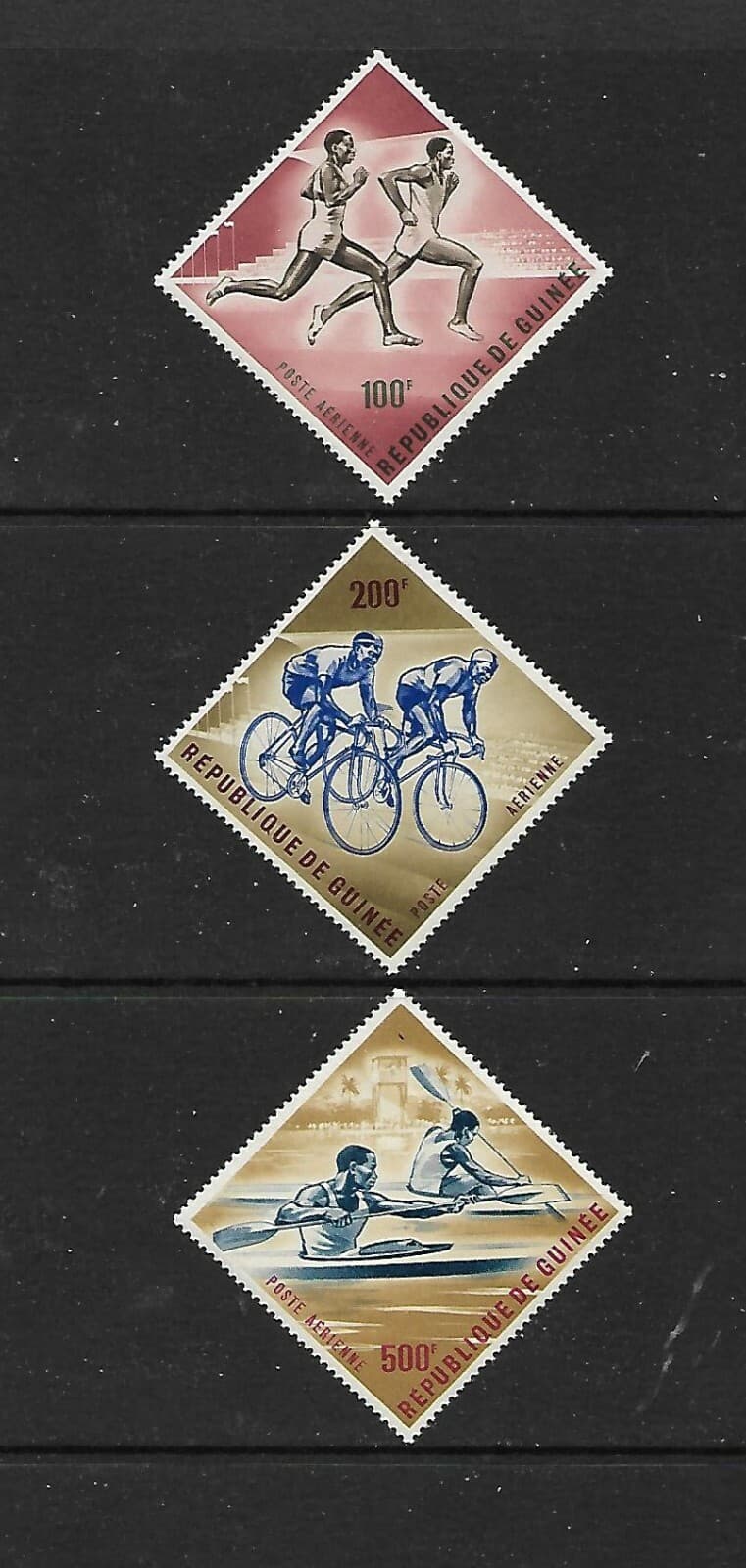 Sports Airmail Topical Set--1963- Guinea Scott C44-C46 MNH- Catalogs $12