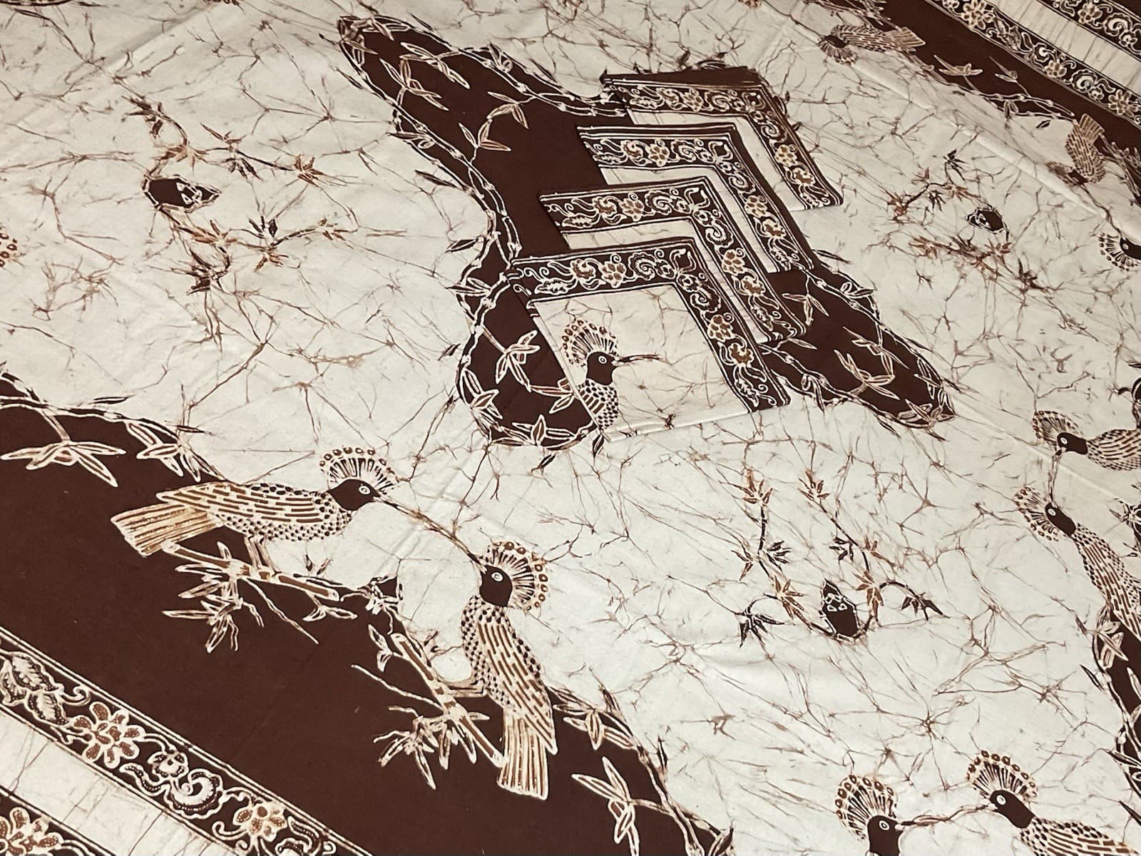Vintage Indonesian Java Batik Print Tablecloth & Napkin Set - Birds NWOT 4
