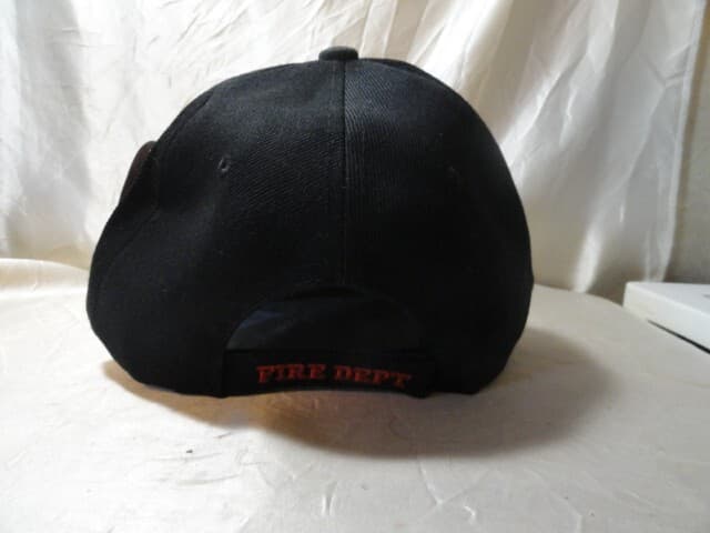 NEW FIREFIGHTER FIREMAN CAP HAT BLACK/RED UNISEX ADJUSTABLE  FIRST IN LAST OUT 3