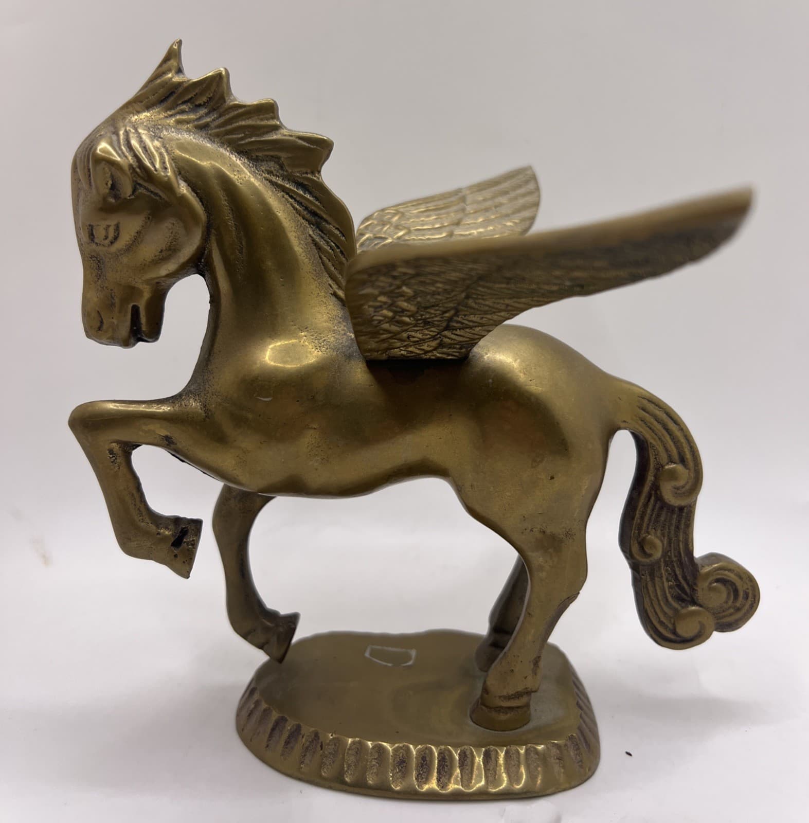 Vintage Solid Brass Pegasus Flying Horse Figurine - 6" Tall 2